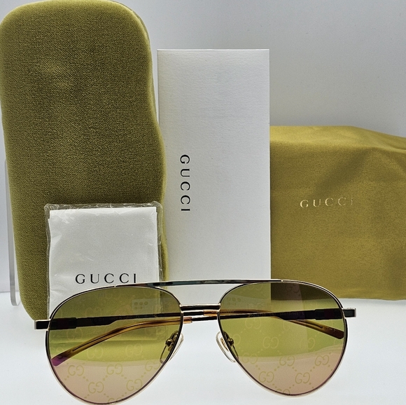 GUCCI AVIATOR GG LOGO GG1679S GOLD UNISEX - Picture 4 of 15